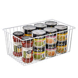 Freezer Wire Baskets, Kitchen Storage Organizer Bins for Chest and Upright Freezer, Refrigerator Dividers Containers with Handles – Pearl White (3)