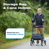 OasisSpace Upright Walker with Seat – Up Walker with Padded Armrest & Stand Up Handles, Ultra Folding Stand Up Rollator Walker for Seniors with 10?? Front Wheels