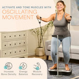 Lifepro TrimLite Vibration Plate Exercise Machine with Handlebars ?C Whole Body Vibration Machine, Ideal Lymphatic Drainage Massager ?C 99 Speed Levels, Bluetooth Speaker, Resistance Bands & Remote