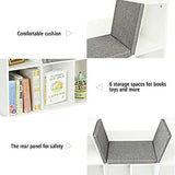 HJZBNONE 6-Cubby Bookcase w/Cushioned Reading Nook Multi Purpose Organizer Cabinet with Soft Cushion and Thick Wood Board for Children Girls & Boys Bedroom Decor Room (Modern Whit