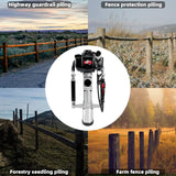 Gas Powered 4-Stroke T Post Driver Hammer Drills, 37.7CC Gasoline Engine Pile Driver, Air Cooling Single Cylinder Gasoline Petrol Garden Fencing Tool Machine with 2 Post Driving Head