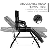 Best Choice Products 71in 3-Section Multipurpose Massage Bed, Spa & Salon Facial, Tattoo Chair w/Hydraulic Stool, Removable Headrest, Facial Cradle, Towel Hanger – Black