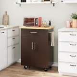 Shintenchi Kitchen Island Cart with Storage,Rolling Side Table on Wheels with Large Worktop, Cabinet,Towel Rack and Drawers for Kitchen,Dinning Room, White