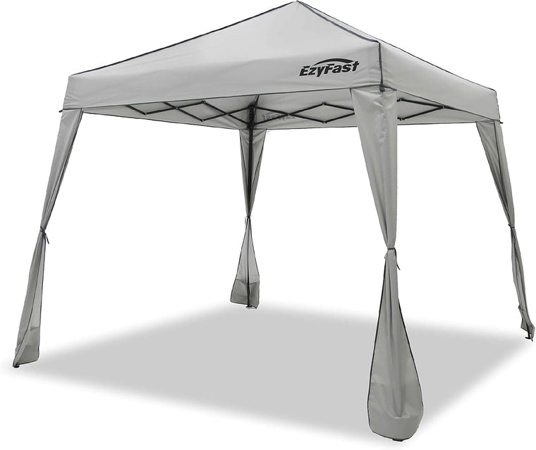 EzyFast Elegant Pop Up Beach Shelter, Compact Instant Canopy Tent, Portable Sports Cabana, 7.5 x 7.5 ft Base / 6 x 6 ft top for Hiking, Camping, Fishing, Picnic, Family Outings (6 x 6, A Khaki)