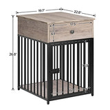 HOOBRO Dog Crate Furniture, Wooden Dog House, Decorative Dog Kennel with Drawer, Indoor Pet Crate End Table for Small Dog, Steel-Tube Puppy Cage, Chew-Proof, Greige BG01GW03