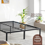PrimaSleep 18 Inch Tall Heavy Duty Steel Slat Bed Frame/Anti-Slip Support/Easy Assembly Mattress Foundation/No Noise/No Box Spring Needed/Full/Black