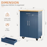 Shintenchi Kitchen Island Cart with Storage,Rolling Side Table on Wheels with Large Worktop, Cabinet,Towel Rack and Drawers for Kitchen,Dinning Room, White