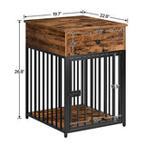 HOOBRO Dog Crate Furniture, Wooden Dog House, Decorative Dog Kennel with Drawer, Indoor Pet Crate End Table for Small Dog, Steel-Tube Puppy Cage, Chew-Proof, Greige BG01GW03