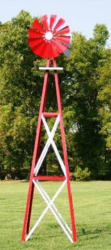 Outdoor Water Solutions 12-Foot Red and White Powder Coated Backyard Windmill