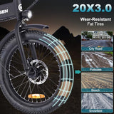 Folding Electric Bike for Adults, 20??3.0 Fat Tire Electric Bicycle, 374.4Wh Battery Ebike, 20MPH Electric Cargo Bike with LCD Color Display & 6 Speed Gears (Fits for 5’0+)