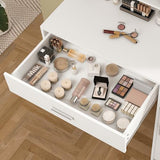 Makeup Vanity Desk with Mirror, 10 Lights, 5 Drawers, 3 Storage Shelves, 3 Color Modes & Adjustable Brightness Dressing Table, 35.4?? Desk, Black