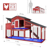 Chicken Coop and Run, Two Story Rabbit Hutch Indoor Outdoor, Wooden Hen House with Nesting Box Rabbit Cage, Ramp, Deep No Leak Pull Out Tray, for Chick, Bunny(Black)