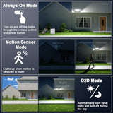 75W Motion Sensor Security Lights with Remote Control,3 Heads Motion Detection Outdoor Lights 6500K IP65,7500LM Flood Lights Dusk to Dawn Motion Sensor Lights for Yard Garage Porch Wall 2PCS