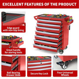 Rolling Tool Chest, Metal Tool Box with 5 Drawers, Lockable Garage Storage Cabinets Sliding Tool Drawer Cart on Wheels Toolbox Organization Workbench for Workshop Warehouse Repair Shop