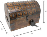 Nautical Cove Pirate Treasure Chest with Iron Lock and Skeleton Key – Storage and Decorative Box (X-Large 16 x 11 x 10.5) Pack of 2