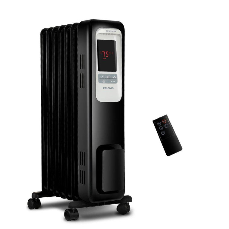 Pelonis Electric Radiator Heater 1500W Portable Oil Filled Radiator Space Heater with Digital Thermostat 24-Hour Programmable Ti
