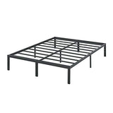 PrimaSleep 18 Inch Tall Heavy Duty Steel Slat Bed Frame/Anti-Slip Support/Easy Assembly Mattress Foundation/No Noise/No Box Spring Needed/Full/Black