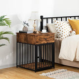 HOOBRO Dog Crate Furniture, Wooden Dog House, Decorative Dog Kennel with Drawer, Indoor Pet Crate End Table for Small Dog, Steel-Tube Puppy Cage, Chew-Proof, Greige BG01GW03