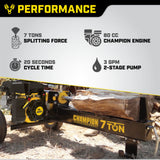 Champion Power Equipment, 7 Ton Log Splitter, Ram Force 7 Tons, Max. Log Diameter 14 in, Max. Log Length 19 in, Model# 90720