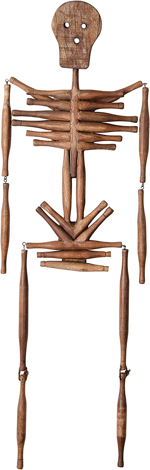 Creative Co-Op 14 L x 2 W x 42 H Found Hanging Wood Rolling Pin Skeleton (Each One Will Vary) Figures and Figurines, Multi