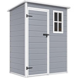 DWVO 5x3ft Resin Outdoor Storage Shed with Floor, Waterproof Lockable Storage Shed with Window, Plastic Outside Tool Storage for Garden, Backyard, Patio, Lawn, Gray
