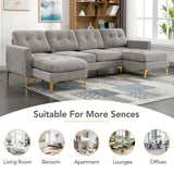 Soges U-Shaped Sectional Sofa with Ottoman, Convertible Couch for Living Room, 5 Seater Sofa, Gray, 110×54