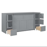 Twin Size Murphy Beds with Charging Station and Storage Drawers, Wood Cabinet Bed Frame, Wall Bed with Outlet & USB Ports for Home Office Studio, White