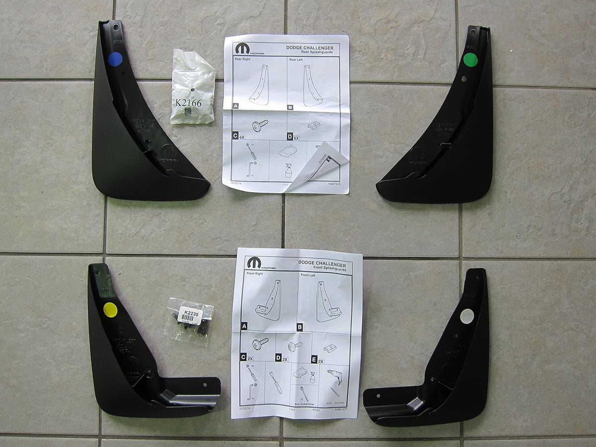 Mopar Dodge Challenger Splash Guards (DS&PS) (F&R) (4) OEM