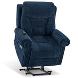 MCombo Triple Motor Power Lift Recliner Chair with Massage and Lumbar&seat Heating, Rolled Arms, Adjustable Headrest for Elderly People, Fabric 7888 (Coffee, Medium)