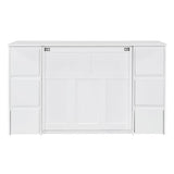 Twin Size Murphy Beds with Charging Station and Storage Drawers, Wood Cabinet Bed Frame, Wall Bed with Outlet & USB Ports for Home Office Studio, White