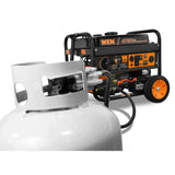 Wen DF475T 4750-Watt 120V/240V Dual Fuel Portable Generator with Wheel Kit and Electric Start – Carb Compliant