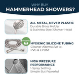 HammerHead Showers? Solid Metal LOW FLOW Handheld Shower Head with Hose and Brass Holder – OIL RUBBED BRONZE ?C Water Saving 1.75 GPM Detachable Shower Head – Adjustable Shower Wand Bracket & 6ft Hose