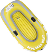 Inflatable Kayak Boat, Heavy Duty Inflatable Canoe Yellow Inflatable Kayak with Two Paddle Mounts Double Valve Design for 2 Person PVC Air Boat