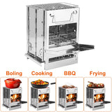 Folding Wood Burning Camp Stove, iMounTEK Small Portable Stainless Steel Backpacking Stove Outdoor Cooking Tents Heating Hiking Survival, Mini BBQ Stove with Carry Bag