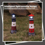 Garden Outdoor Statues, Waterproof Lighthouse Lights Lawn Decor; Automatic Rotating Solar Lights for Yard, Patio, Ground, Tabletop Decoration; Unique Housewarming Gifts – Red