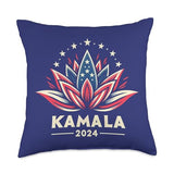 Kamala Harris 2024 American Lotus Presidential Campaign Throw Pillow