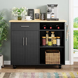Shintenchi Kitchen Island Cart with Storage,Rolling Side Table on Wheels with Large Worktop, Cabinet,Towel Rack and Drawers for Kitchen,Dinning Room, White