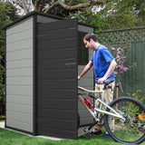 DWVO 5x3ft Resin Outdoor Storage Shed with Floor, Waterproof Lockable Storage Shed with Window, Plastic Outside Tool Storage for Garden, Backyard, Patio, Lawn, Gray