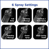 Waterpik Flexible Neck Best Adjustable Shower Head for All Heights 6 Mode, 1.8 GPM, Chrome NSL-603E Pack of 2
