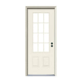 JELD-WEN 32 in. x 80 in. 12 Lite Primed Steel Prehung Left-Hand Inswing Front Door w/Brickmould