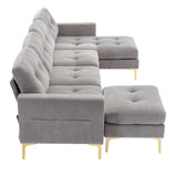Soges U-Shaped Sectional Sofa with Ottoman, Convertible Couch for Living Room, 5 Seater Sofa, Gray, 110×54
