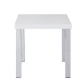 Bowery Hill Contemporary End Table in White High Gloss & Chrome