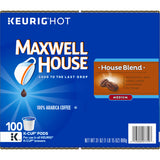 Maxwell House Coffee, 100% Arabica, Medium, House Blend, K-Cup Pods – 100 pods, 31 oz