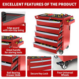 Rolling Tool Chest, Metal Tool Box with 5 Drawers, Lockable Garage Storage Cabinets Sliding Tool Drawer Cart on Wheels Toolbox Organization Workbench for Workshop Warehouse Repair Shop