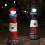 Garden Outdoor Statues, Waterproof Lighthouse Lights Lawn Decor; Automatic Rotating Solar Lights for Yard, Patio, Ground, Tabletop Decoration; Unique Housewarming Gifts – Red