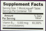 Superior Source No Shot Vitamin B12 Tablets, 5000 mcg, 100 Count