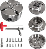 4 Inch Wood Lathe Chuck Set 1 x 8 tpi, Self Centering 4 Jaw Wood Turning Chuck