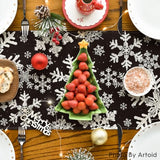 Artoid Mode Navy Blue Snowflakes Christmas Table Runner, Seasonal Winter Holiday Kitchen Dining Table Decoration for Home Party Decor 13×72 Inch