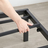 PrimaSleep 18 Inch Tall Heavy Duty Steel Slat Bed Frame/Anti-Slip Support/Easy Assembly Mattress Foundation/No Noise/No Box Spring Needed/Full/Black