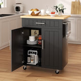 Shintenchi Kitchen Island Cart with Storage,Rolling Side Table on Wheels with Large Worktop, Cabinet,Towel Rack and Drawers for Kitchen,Dinning Room, White